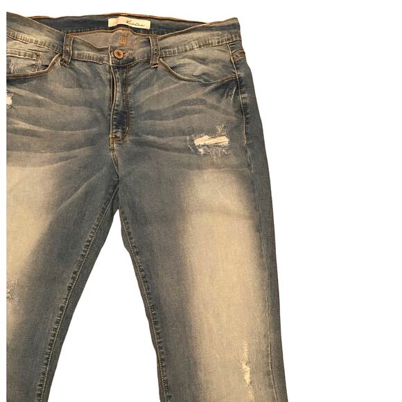 KanCan Faded Distressed Mid Rise Skinny Light wash Denim Stretch Jeans 13/30 - Picture 4 of 10